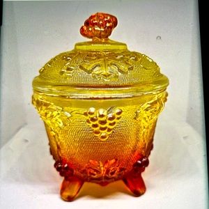 Jeanette Glass Amber Candy Dish